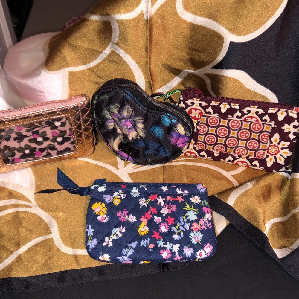 Vera Bradley NWT And Preowned Zip ID & Coin Purse , & Lug Heart Shaped Pouch Lot